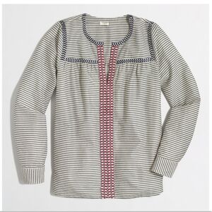 J. Crew Striped Blouse with Navy and Pink Accents